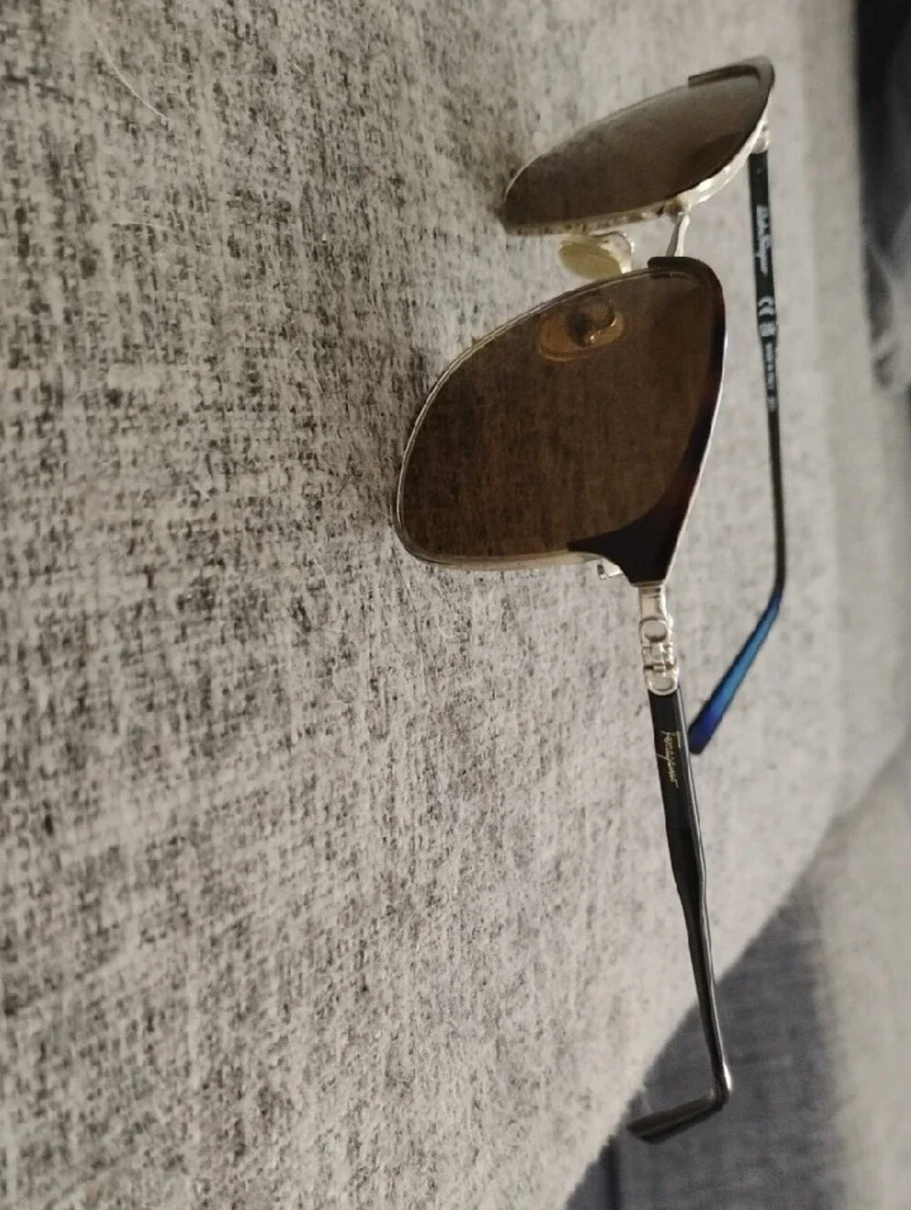 Salvatore Ferragamo Brown and Gold Men's Sunglasses - Picture 3 of 4